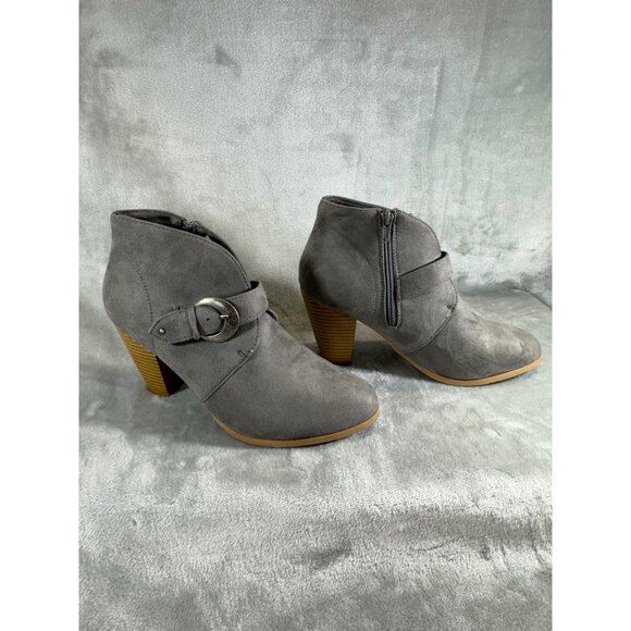 Maurices Boots Women's 7.5 Grey Trina 3" heels ankle booties w/ Buckle - Picture 14 of 16